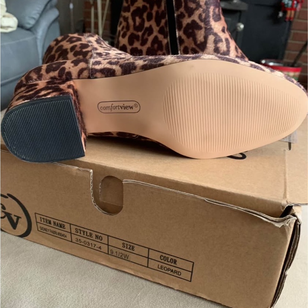Comfortview Leopard Heeled Boots